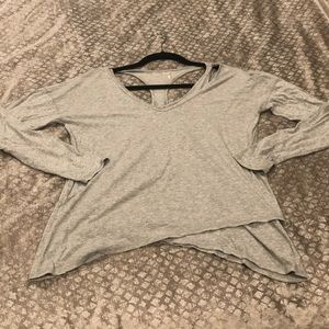 LAST CHANCE Zella long slv asymmetrical gray top L